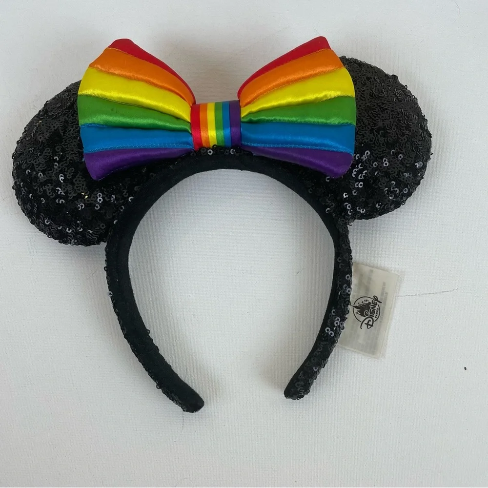 Disney Parks Minnie Mouse Ears Sequined Headband RAINBOW